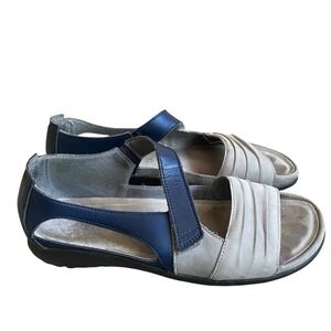 Naot Papaku Sandals Size 7,.5 EU 38 Blue Leather Flat Open Toe Summer Comfort